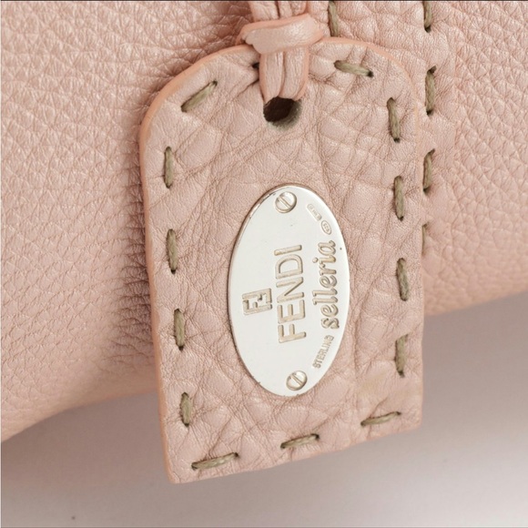 Fendi Selleria Linda Satchel in Bois de Rose Metallic Grained Leather - Picture 3 of 7